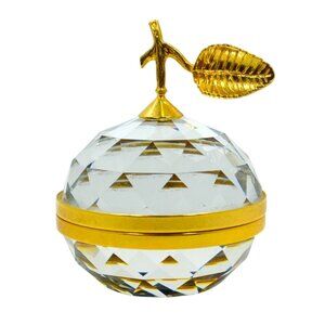 Swarovski SC Logo Faceted Crystal Apple Paperweight with Two Hidden Photo Frames